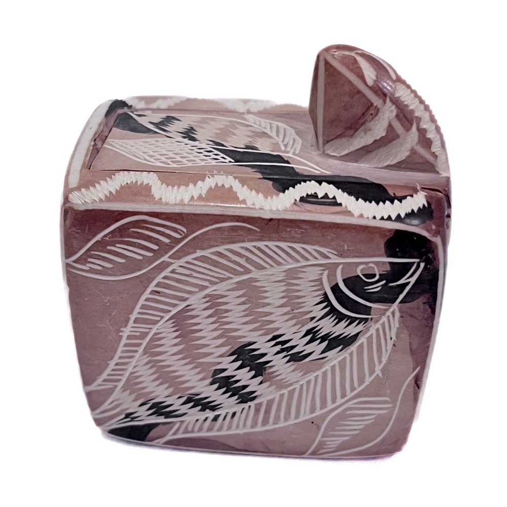 Handcarved Vintage Trinket Box made of soapstone in Kenya